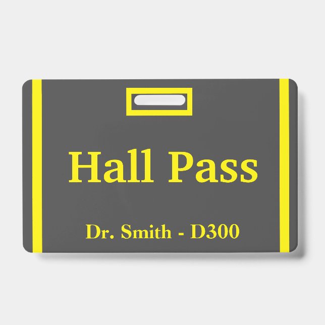 School Hall Pass Badge (Front)