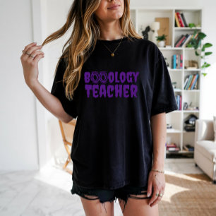 School halloween Boo teacher purple typography T-Shirt