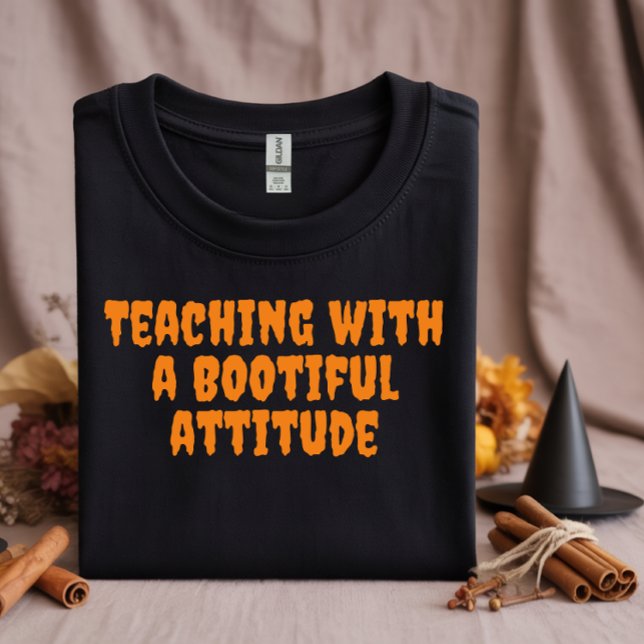  School halloween ironic teacher orange typography T-Shirt (Creator Uploaded)