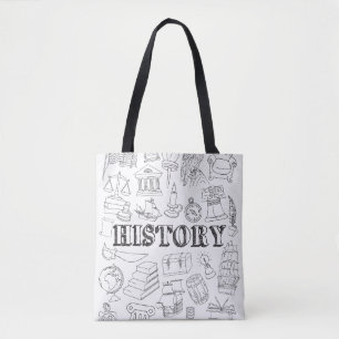 School History Teacher Doodle History Art Coloring Tote Bag