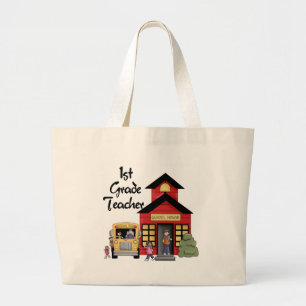 School House 1st Grade Teacher T-shirts and Gifts Large Tote Bag