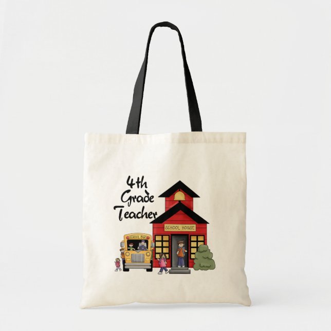 School House 4th Grade Teacher Tshirts and Gifts Tote Bag (Front)
