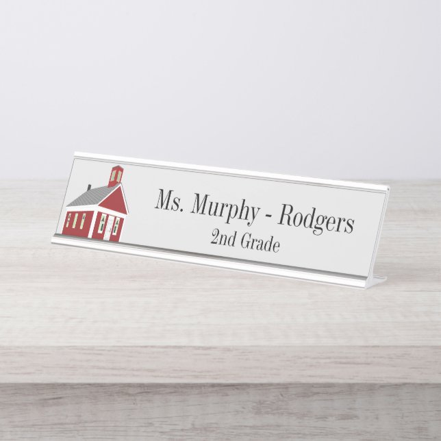 School House Green Teacher's Desk Hanging Wall Des Name Plate (Front)