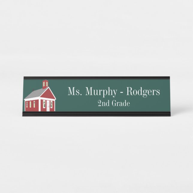 School House Green Teacher's Desk Hanging Wall Desk Name Plate (Front)