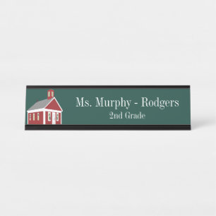 School House Green Teacher's Desk Hanging Wall Name Plate
