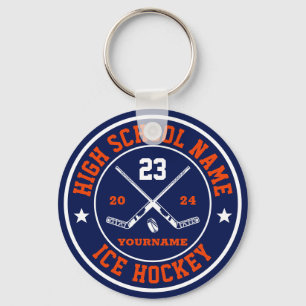 School Ice Hockey Sports Team Custom Color Keychain