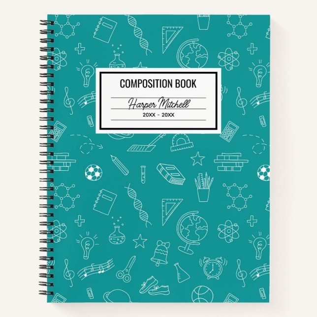 School Icons Custom Composition Notebook (Front)