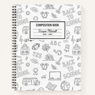 School Icons Custom Composition Notebook