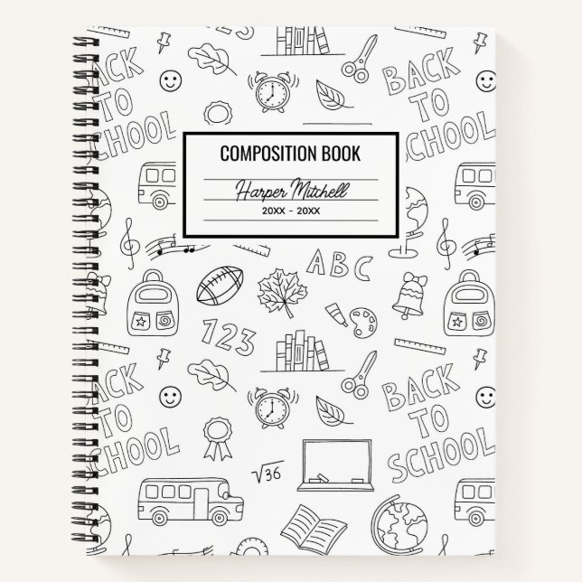 School Icons Custom Composition Notebook (Front)