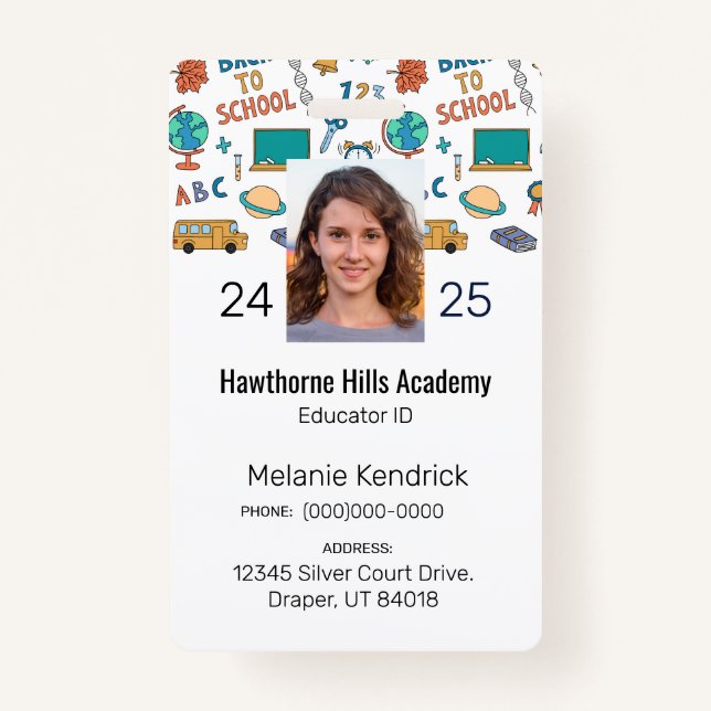 School Icons Homeschool Educator ID Badge (Front)