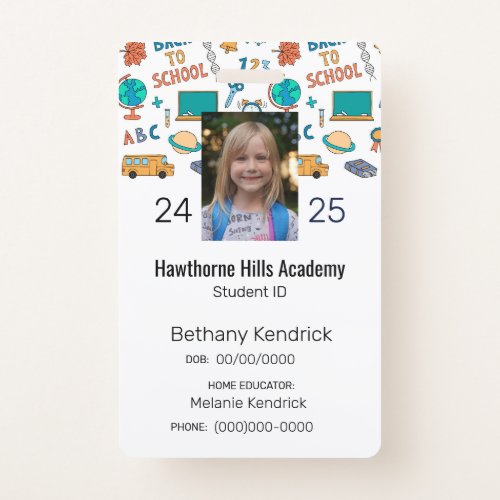 School Icons Homeschool Student ID Badge
