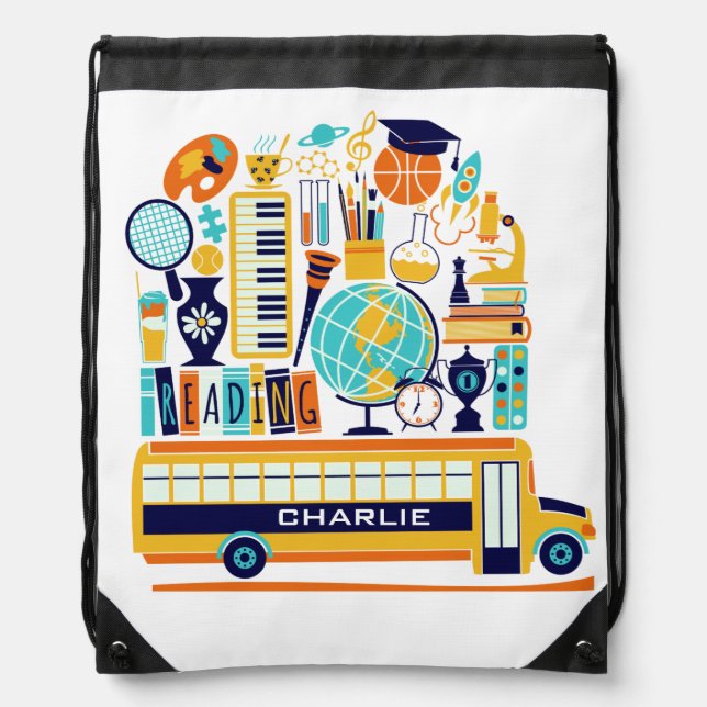 School Illustrations custom name kids' backpack (Front)