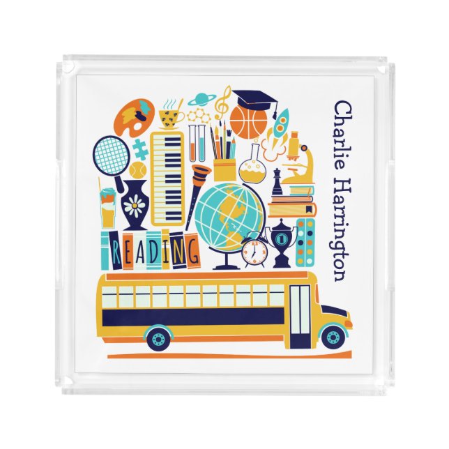 School Illustrations custom name trays (Front)