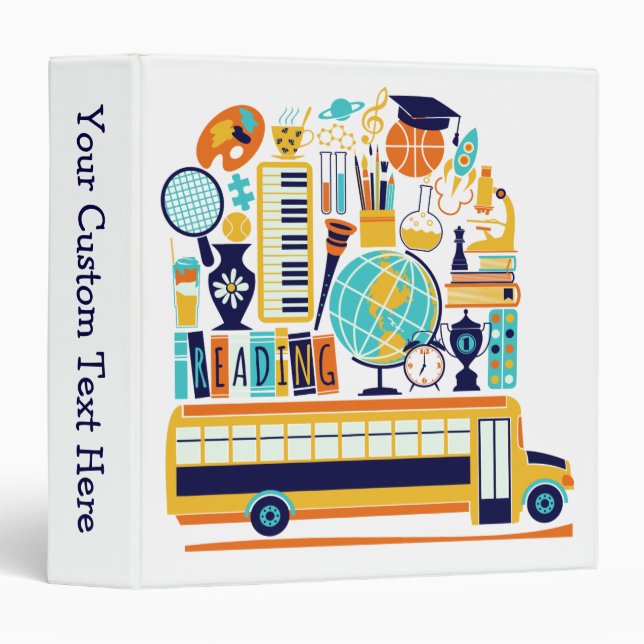 School Illustrations custom text binders (Front/Spine)