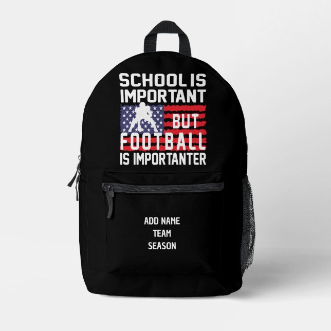 School Important US American Football Importanter Printed Backpack (Front)