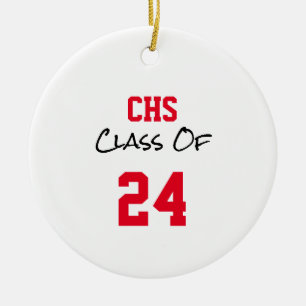 School INITIALS Senior Class YEAR Graduate PHOTO Ceramic Ornament