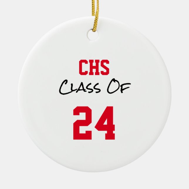 School INITIALS Senior Class YEAR Graduate PHOTO Ceramic Ornament (Front)