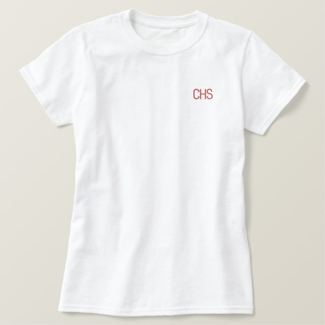 School INITIALS Team Colors Embroidered Women Embroidered Shirt (Design Front)