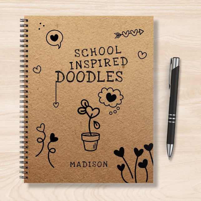 School Inspired Doodles Funny Girly Personalized Notebook (Creator Uploaded)