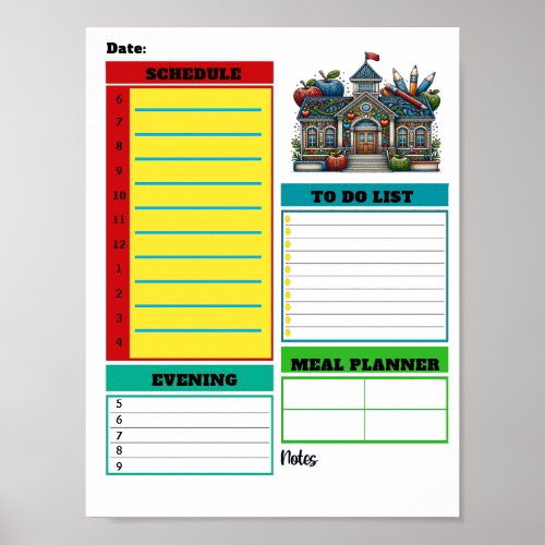 School Instant Download Daily Planner Poster