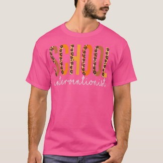School Interventionist leopard Fall Autumn Thanksg T-Shirt