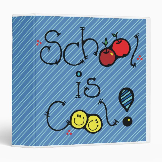 school is cool blue notebook 3 ring binder (Front/Spine)
