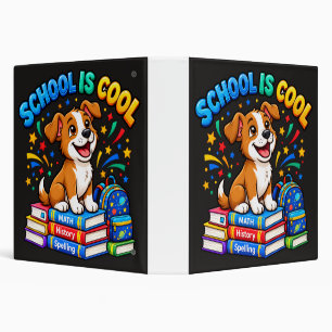 School Is Cool Cute Puppy Back to School Design 3 Ring Binder