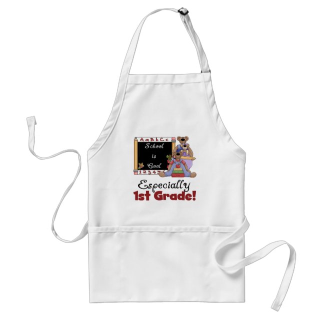 School is Cool Especially 1st Grade Adult Apron (Front)