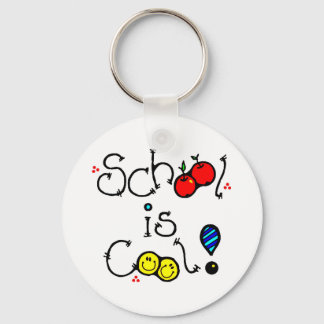 SCHOOL IS COOL FUN COLOURFUL HAPPY FACES APPLES KEYCHAIN