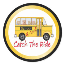 School is Cool School bus Classic Round Sticker School is Cool School bus Classic Round Sticker