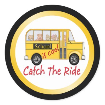 School is Cool School bus Classic Round Sticker