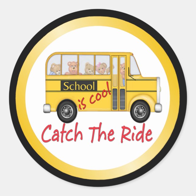School is Cool School bus Classic Round Sticker (Front)