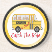 School is Cool School bus Drink Coaster School is Cool School bus Drink Coaster