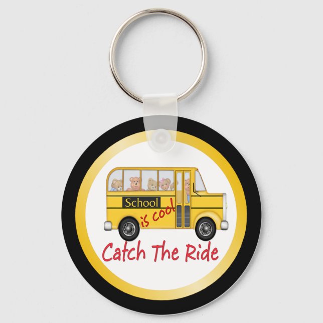 School is Cool School bus Keychain (Front)