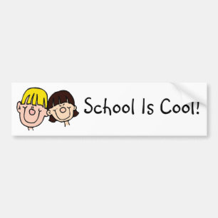 School Is Cool with boy and girl bumper sticker