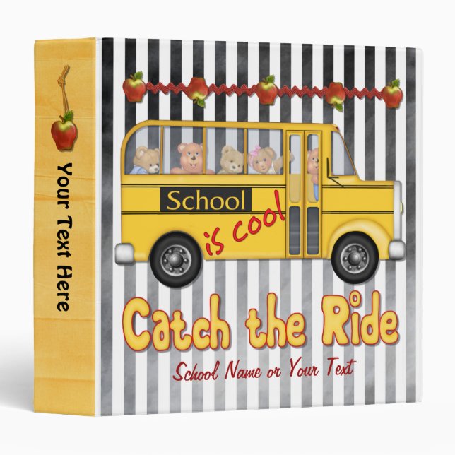 School is Cool Yellow Schoolbus Binder (Front/Spine)
