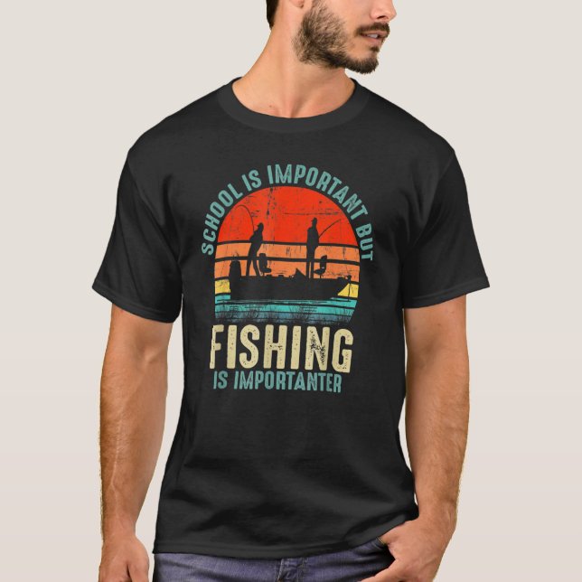 School Is Important But Fishing Is Importanter Boy T-Shirt (Front)