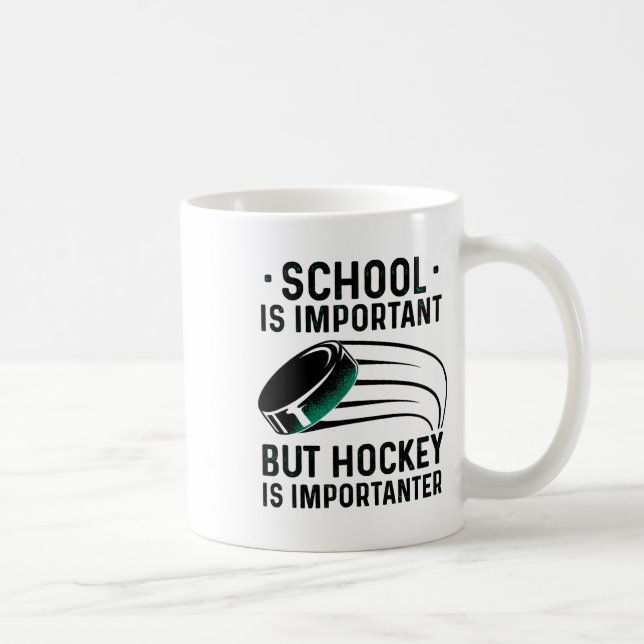 School Is Important But Hockey Is Importanter Ice  Coffee Mug (Right)