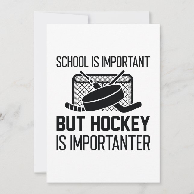 School Is Important But Hockey Is Importanter Thank You Card (Front)
