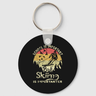 School Is Important But Skiing Is Importanter Kids Keychain