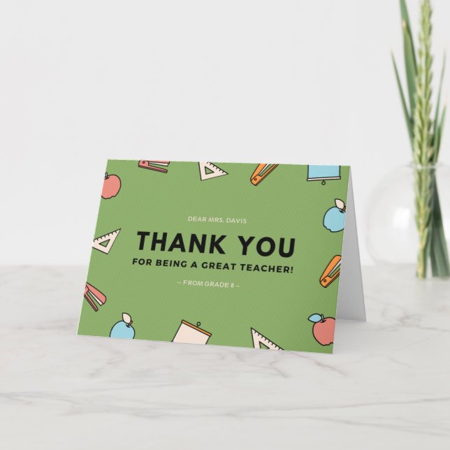 School Items Great Teacher Appreciation Week Card (Front)