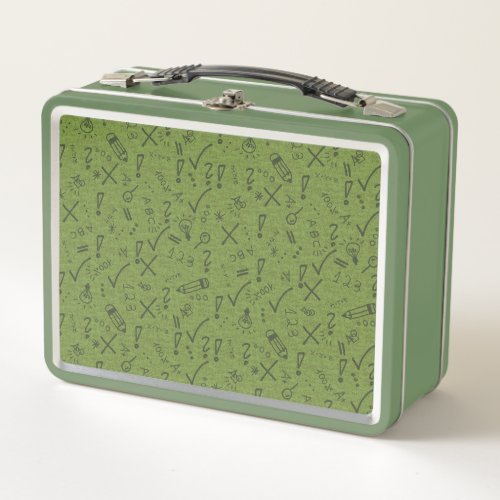 School Items Patterns Metal Lunch Box