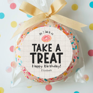 School Kids Birthday Treat Donut Kraft Classic Round Sticker