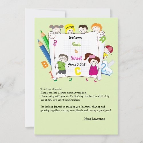 School Kids Teachers Ice Breaker Notecard