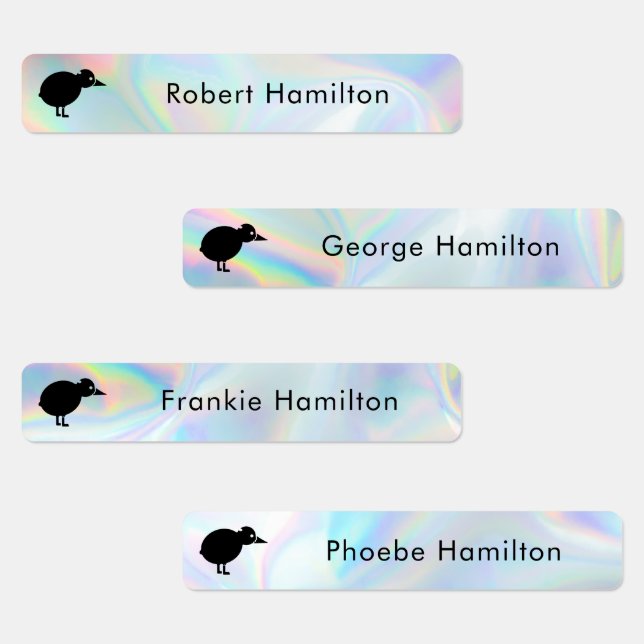 School Kids Waterproof Holographic with Bird Motif Labels (Group)