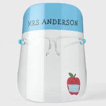 school kindergarden teacher monogram apple mask