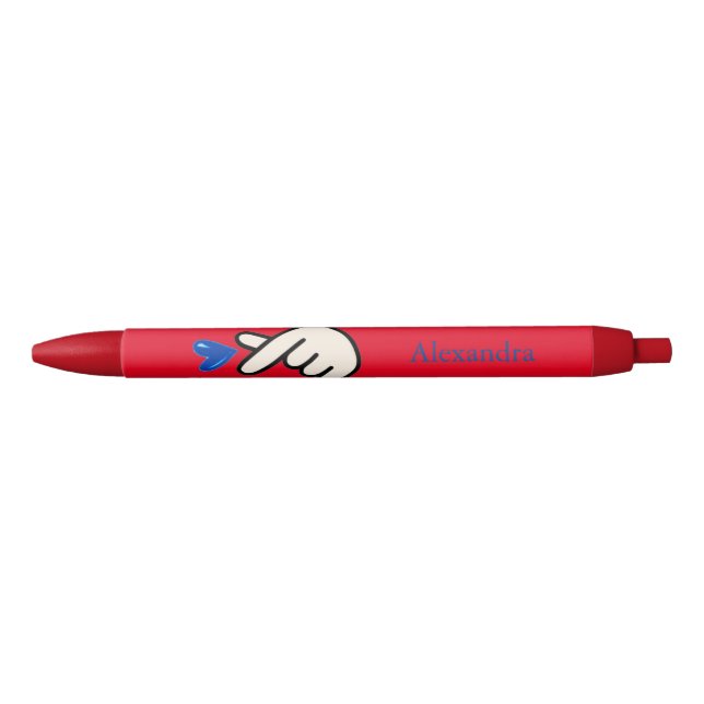 School Korean Kpop Red Blue Hand Heart Pen (Front)