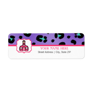 School Label For Teachers - Purple Leopard Print