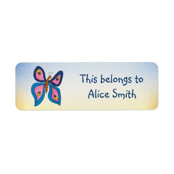 School Labels With Butterfly | Our Name by Kidsplanet at Zazzle