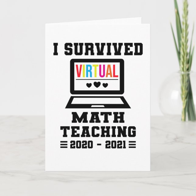 School Laptop Math Remote Teaching Teacher Card (Front)